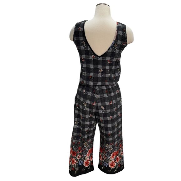 Paolino Sleeveless Plaid Floral Print Jumpsuit with Tie Waist Cottagecore Light - Picture 6 of 11